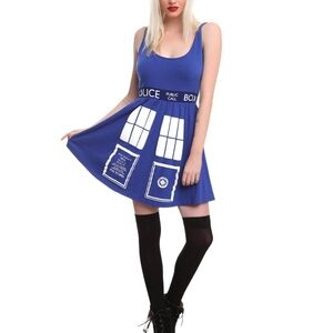 Doctor Who Tardis Skater Dress Miss Universe Blue Police Box Dress Plus Size